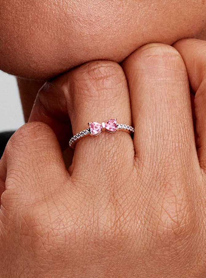 Pandora Anello Fiocco Luminoso Rosa