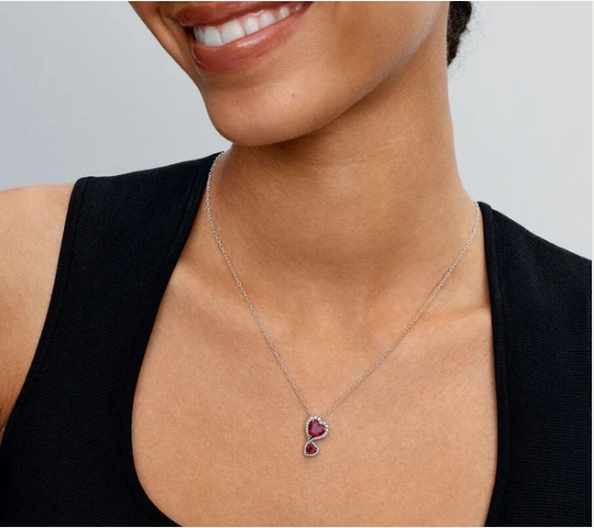 Pandora Collana Doppi Cuori Rossi