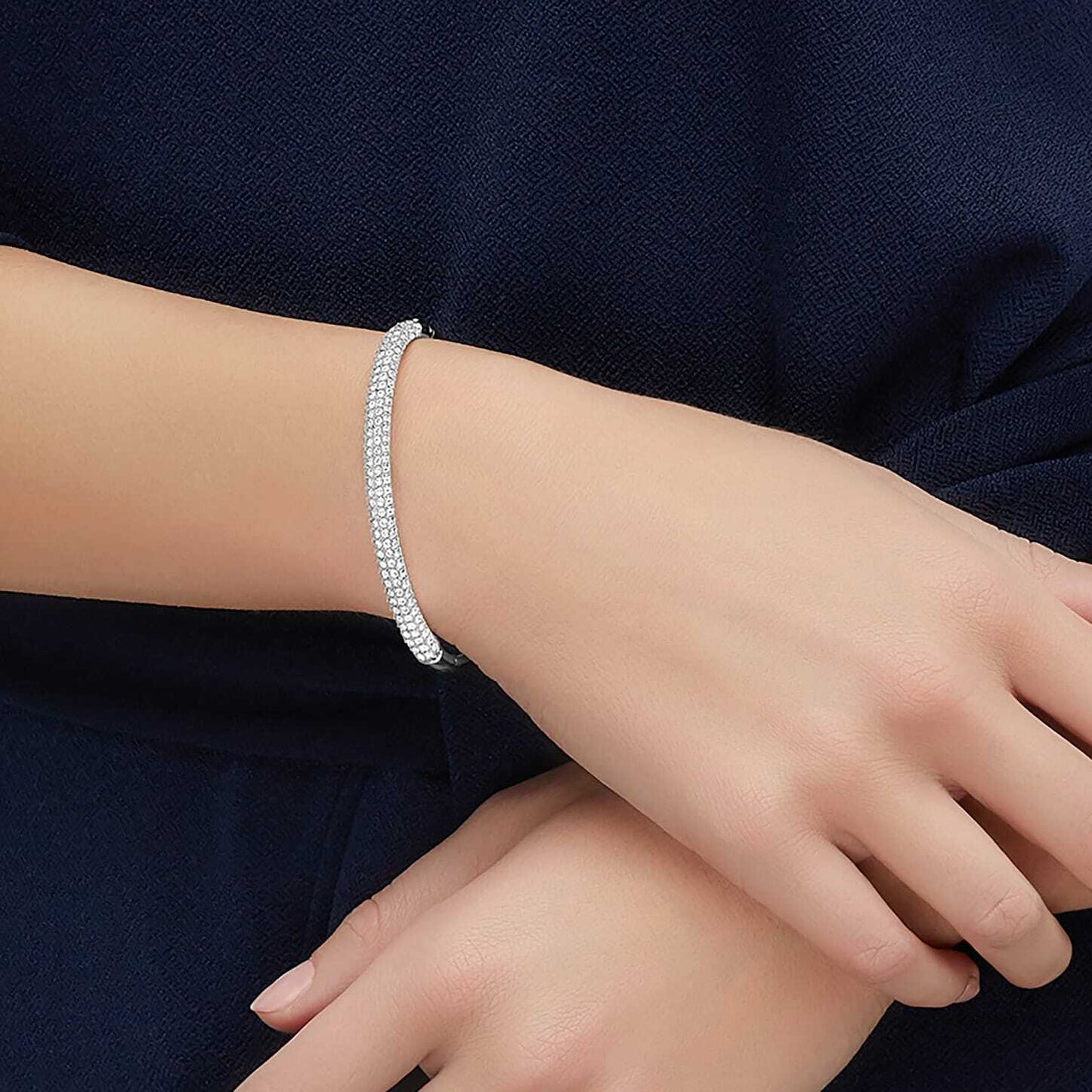 Swarovski 5032845 Rigid bracelet Stone White, Rhodium plated SIZE S
