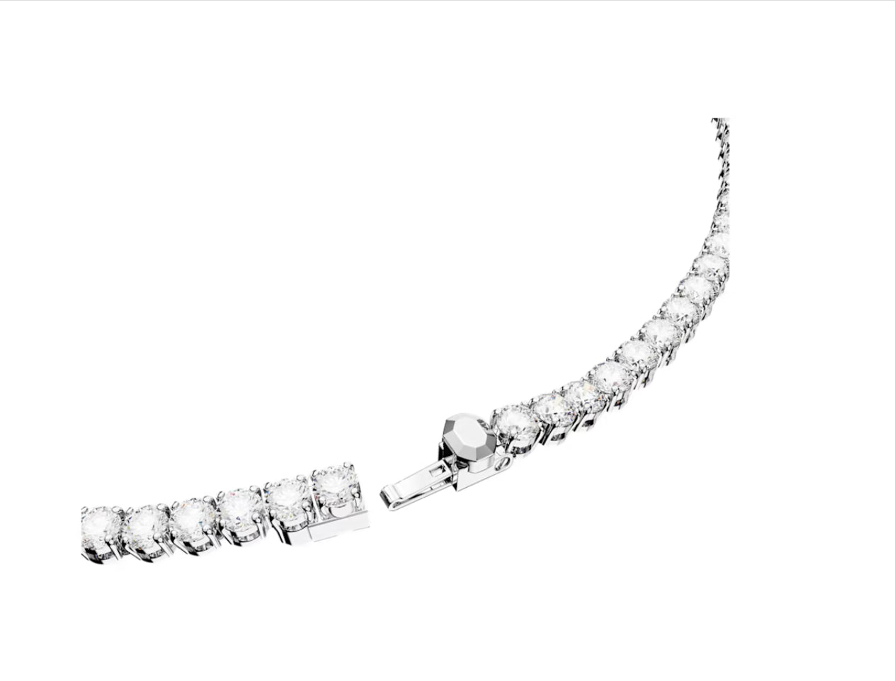 Swarovski 5681801 Collana Matrix Tennis Taglio tondo Piccola Bianca Plac. Rodio