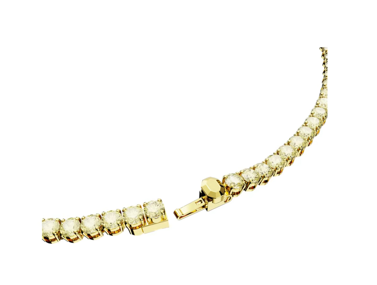 Swarovski 5681799 Matrix Tennis Necklace Round Cut Small Yellow Gold Plated