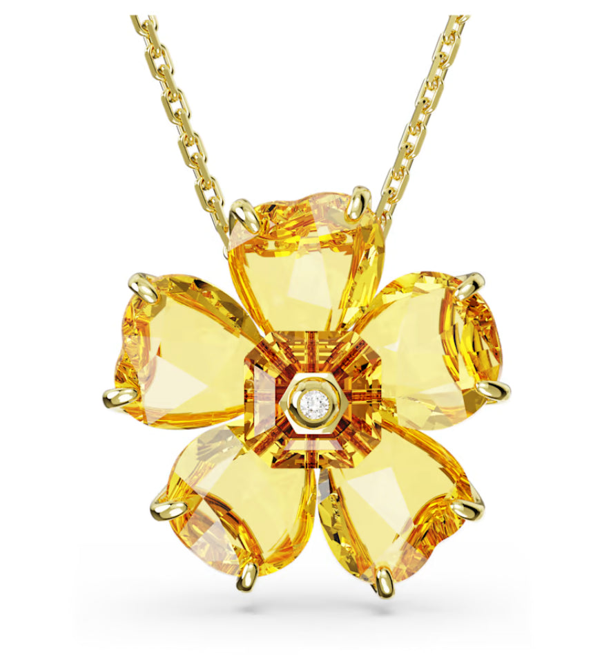 Swarovski 5650570 Gold Plated Yellow Flower Florere Necklace