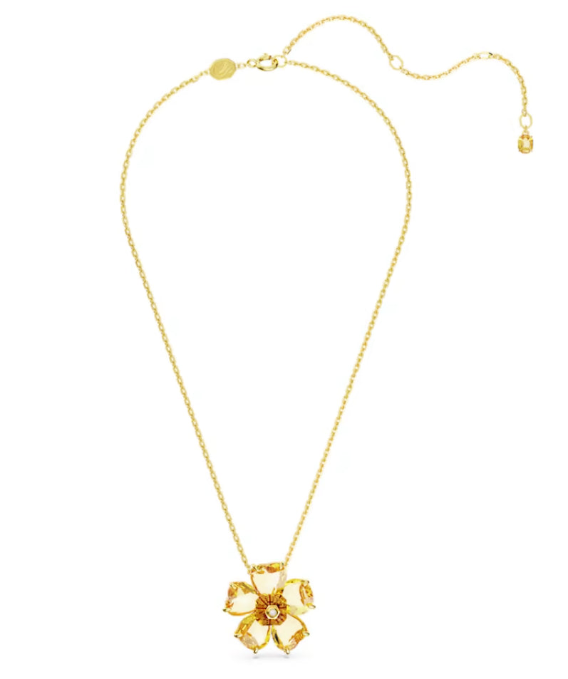 Swarovski 5650570 Gold Plated Yellow Flower Florere Necklace