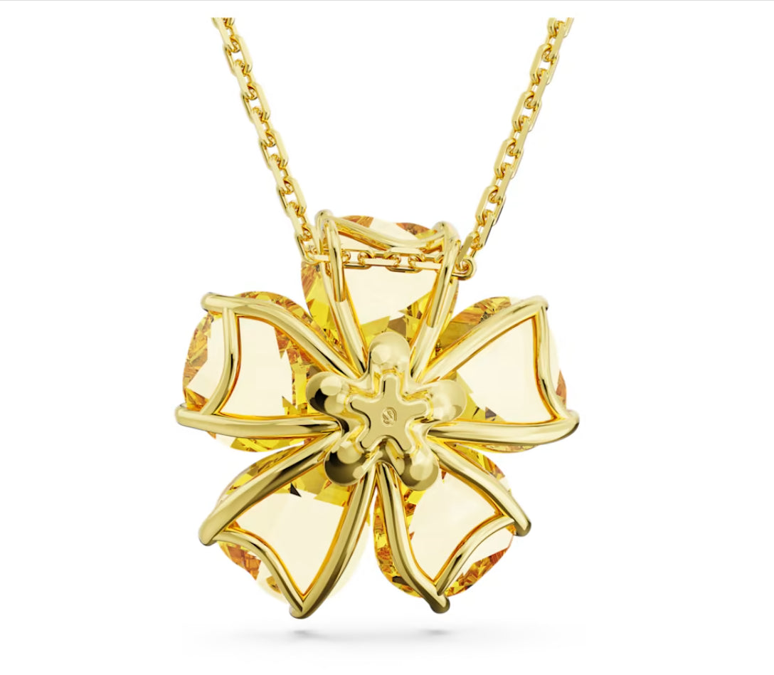 Swarovski 5650570 Gold Plated Yellow Flower Florere Necklace