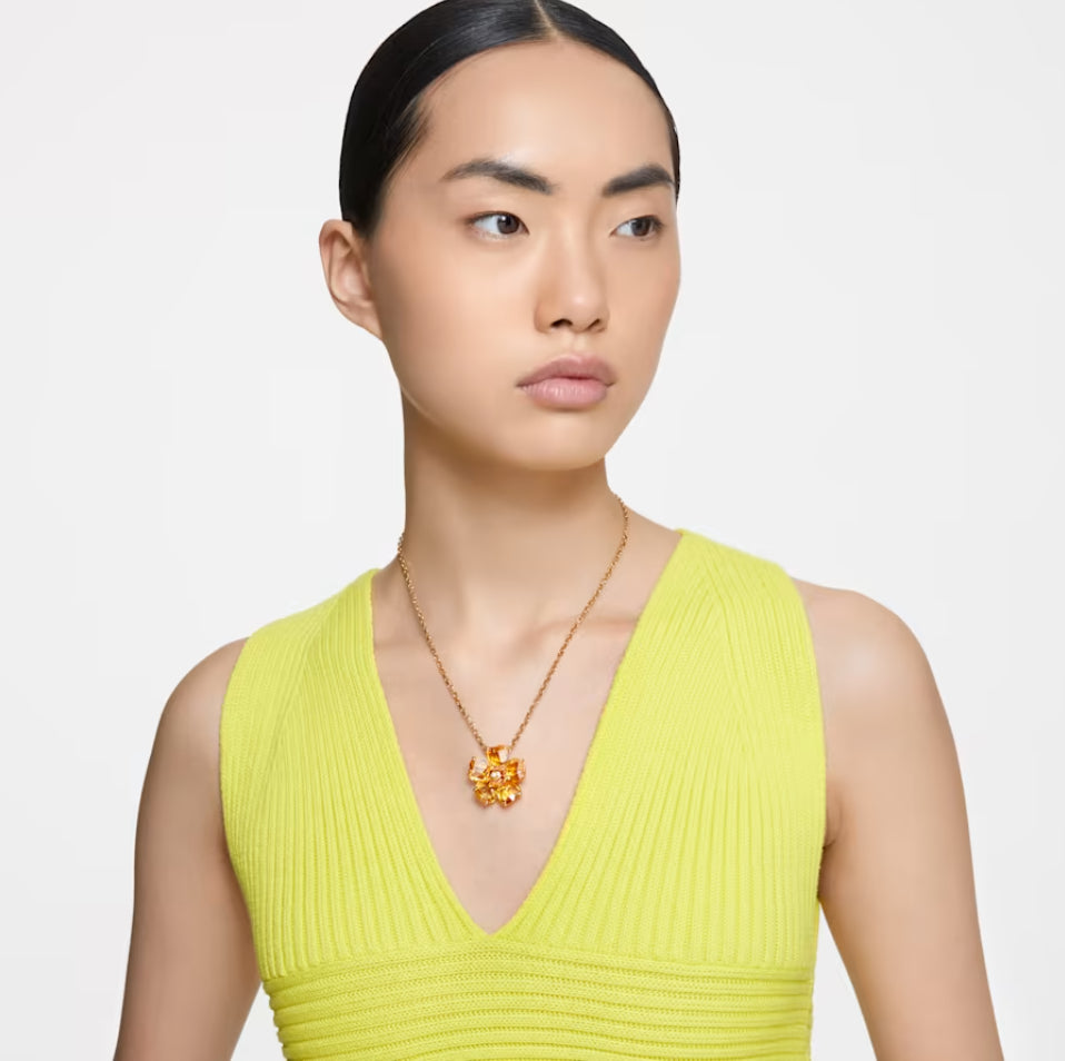 Swarovski 5650570 Gold Plated Yellow Flower Florere Necklace