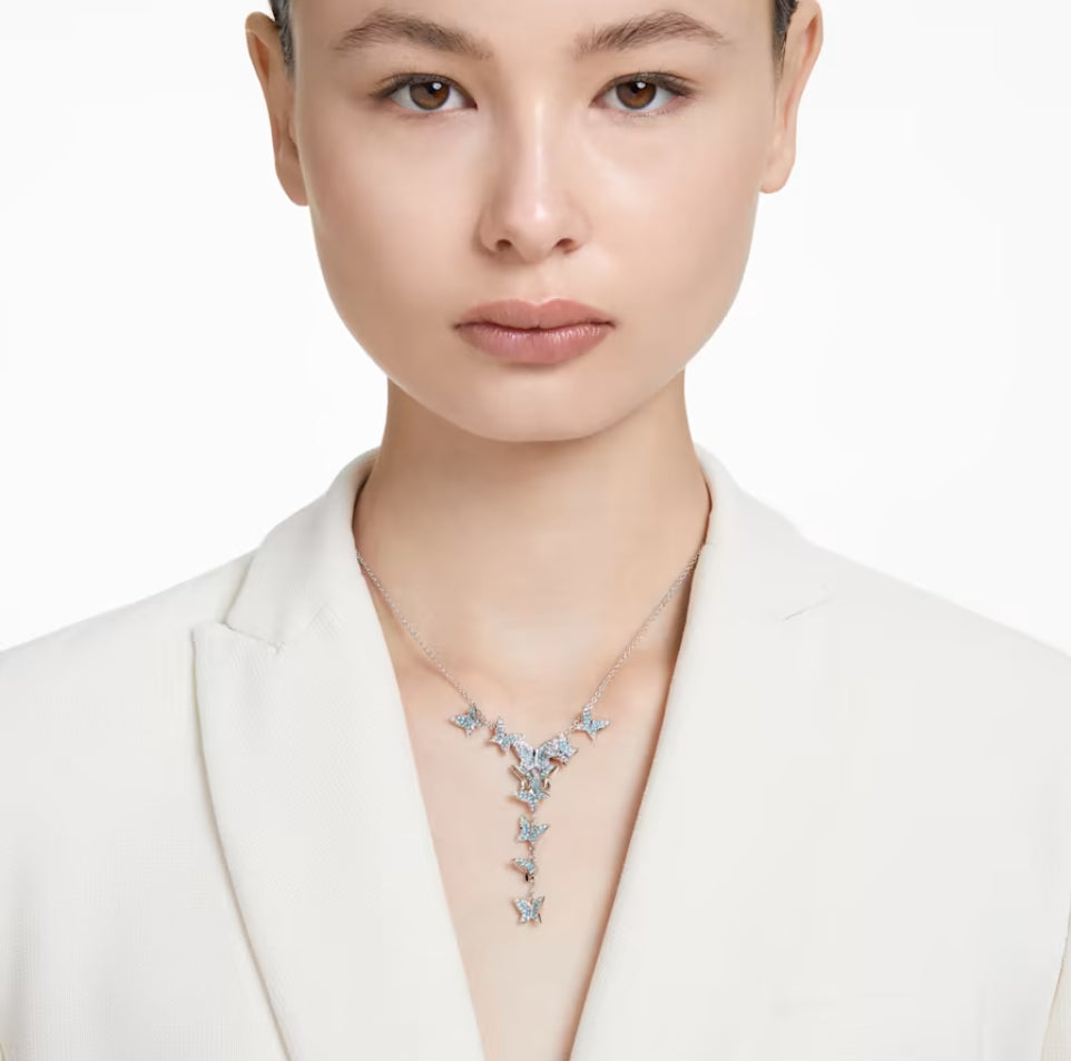 Swarovski 5662179 Lilia Blue Butterfly Y-Halskette rhodiniert