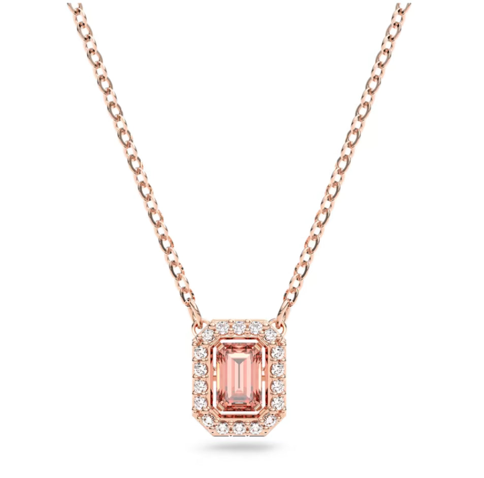Swarovski 5614933 Millenia Necklace Octagonal Cut Pink Rose Gold Plated