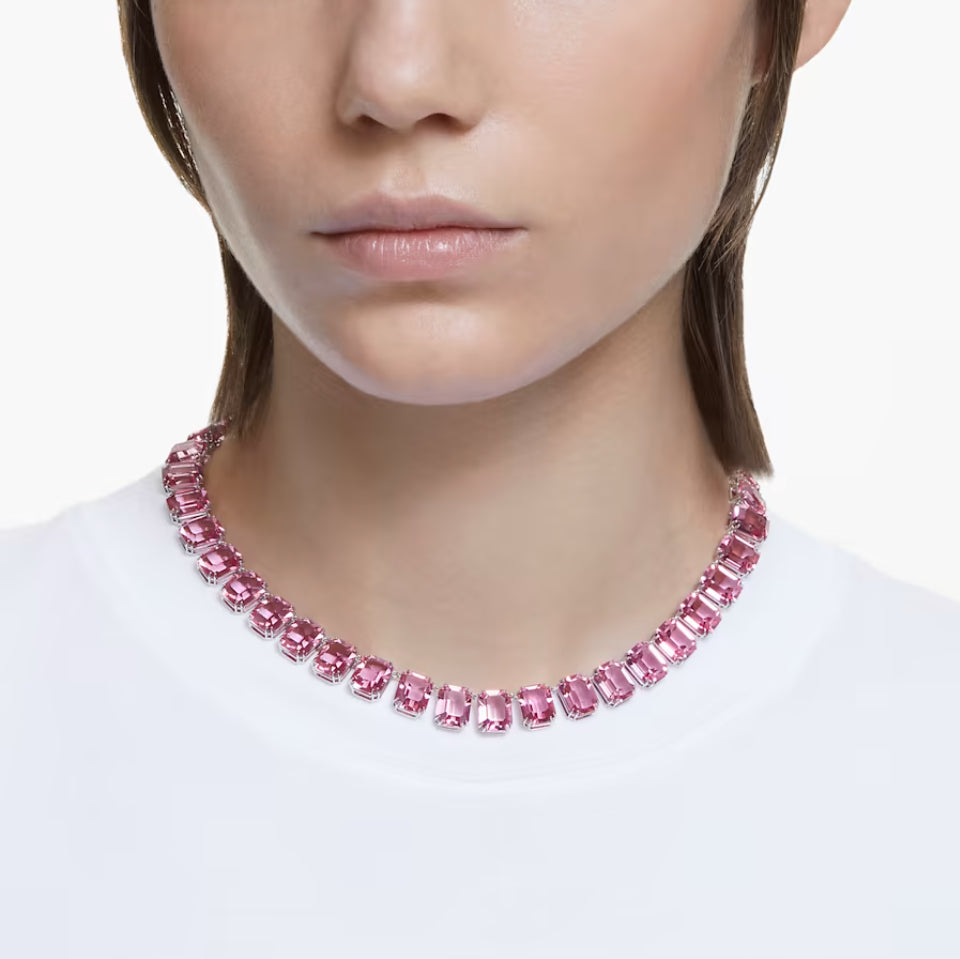 Swarovski 5608807 Millenia Halskette, achteckiger Schliff, rosa rhodiniert