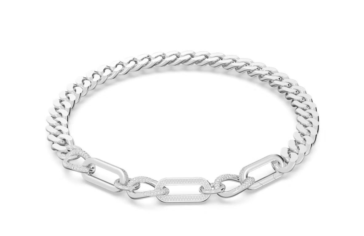 Swarovski 5655648 Dextera Statement Link-Halskette, gemischt weiß, rhodiniert