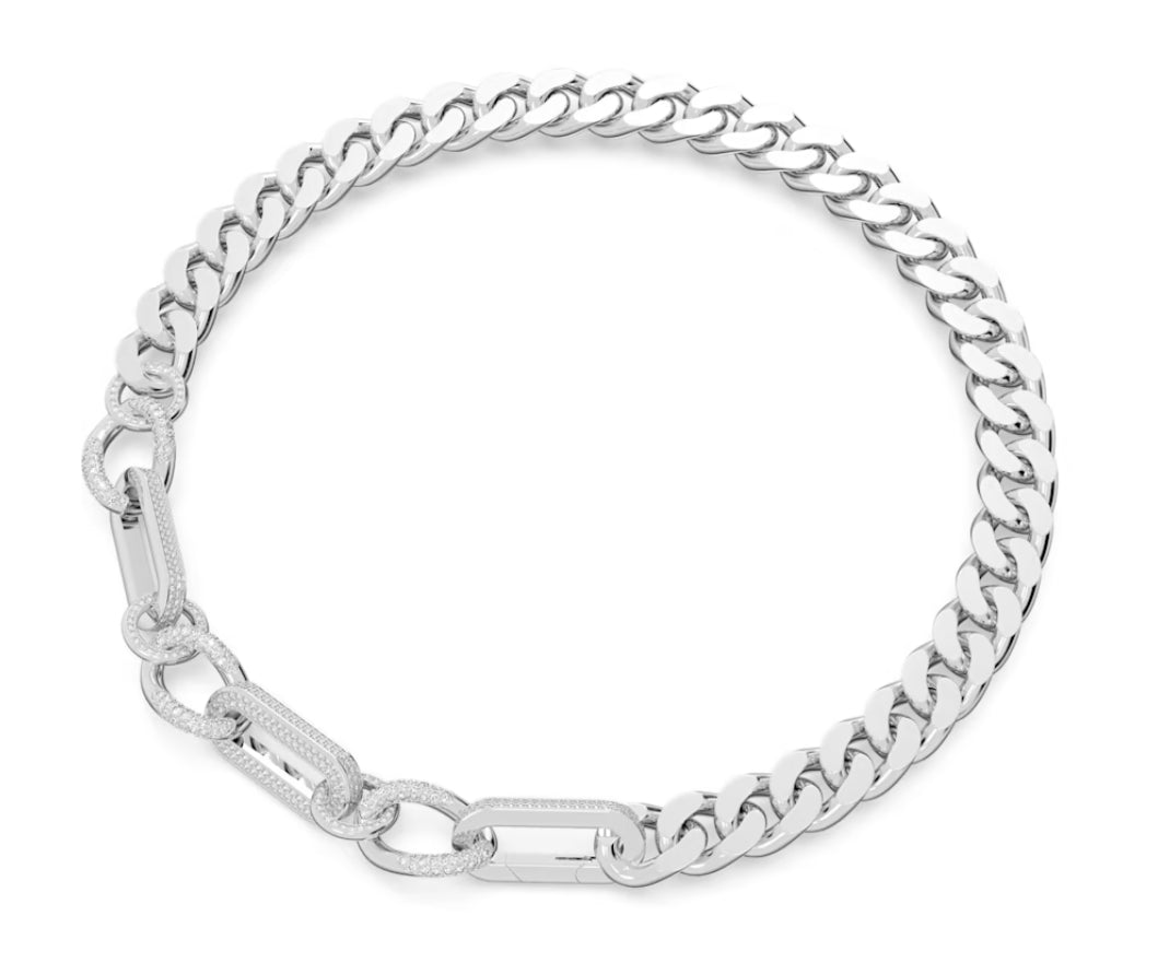 Swarovski 5655648 Dextera Statement Link-Halskette, gemischt weiß, rhodiniert