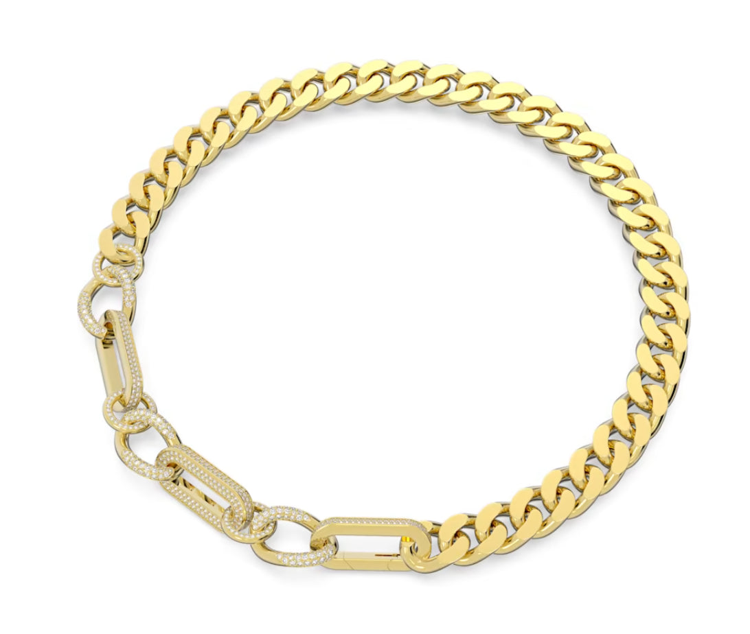 Swarovski 5655647 Dextera Statement Mixed Link Necklace White Gold Plated