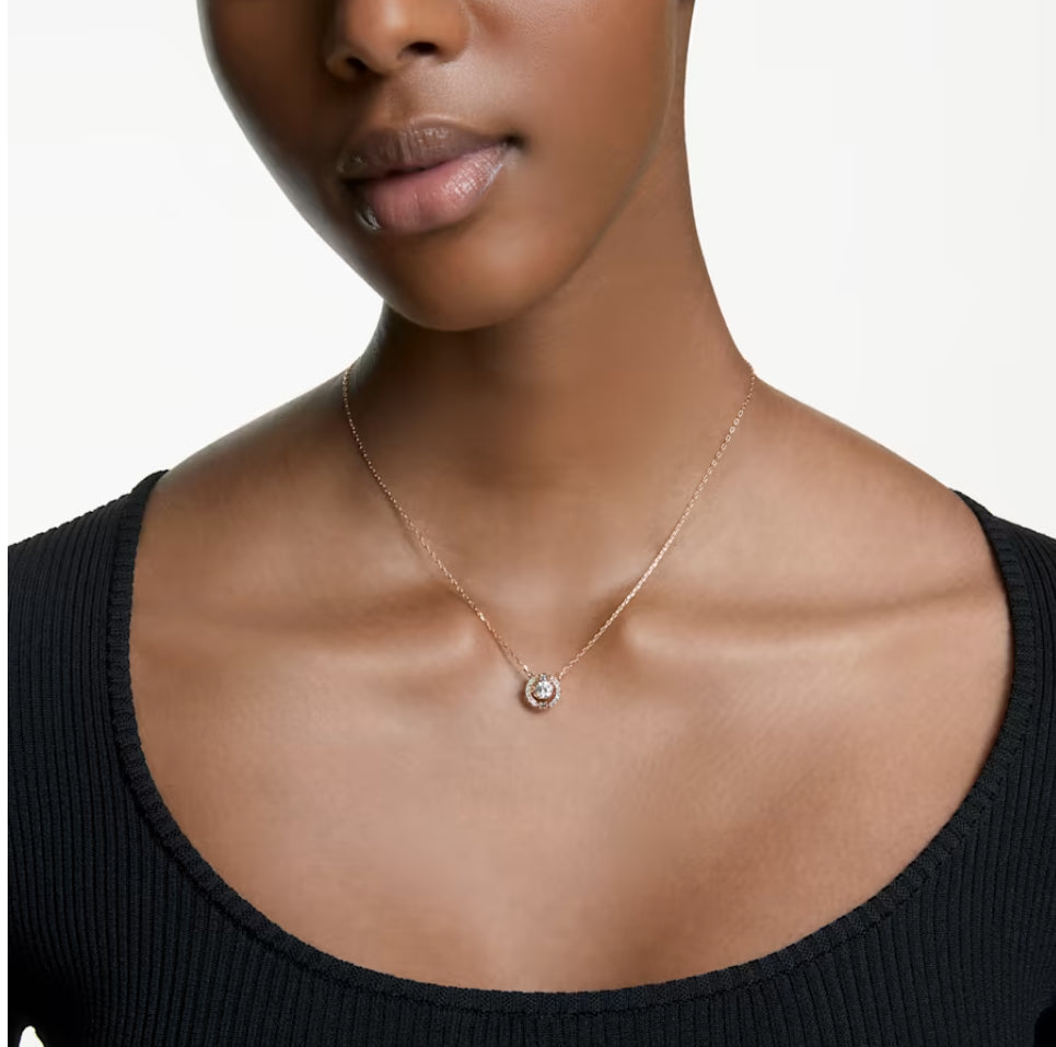 Swarovski 5272364 Sparkling Dance Halskette, Rundschliff, weiß, rosévergoldet