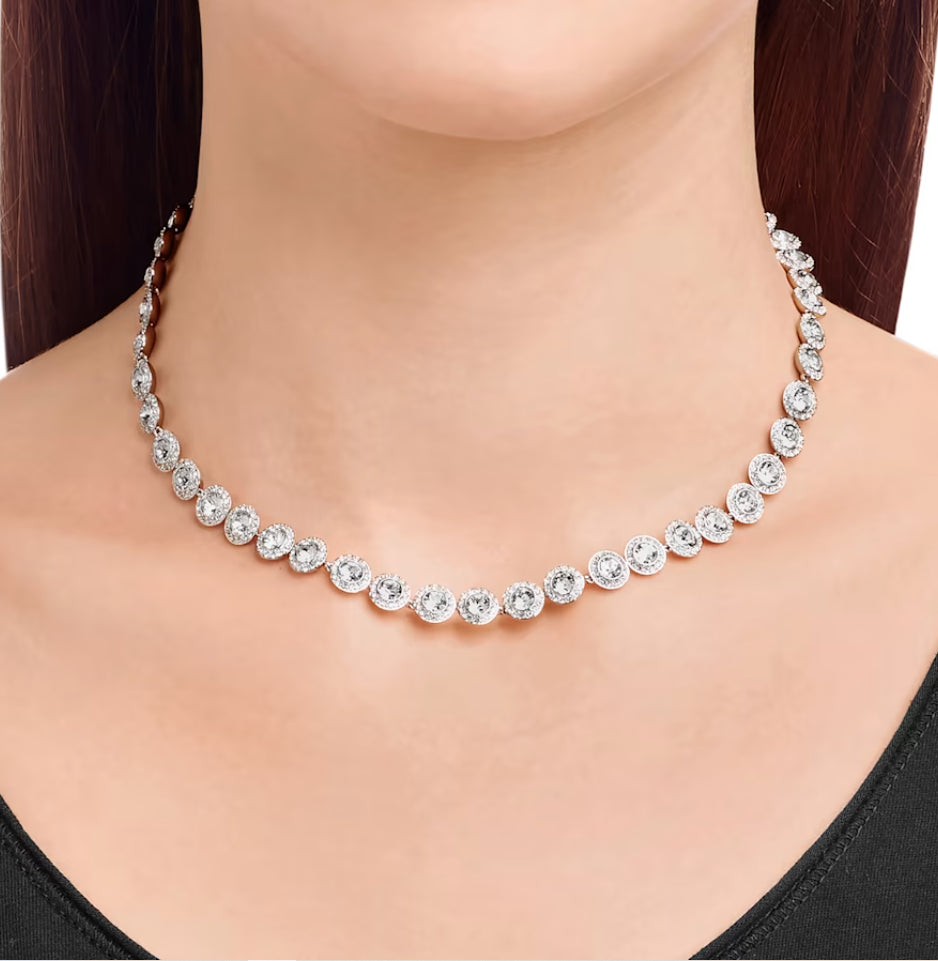 Swarovski 5117703 Angelic Necklace Round Cut White Rhodium Plated