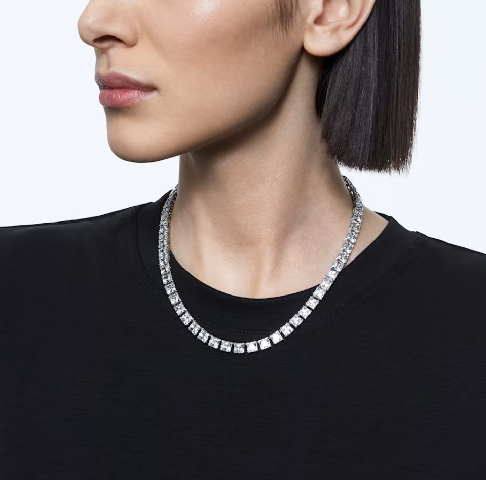 Swarovski 5599153 Collana Millenia Taglio squadrato Bianca Placcato Rodio