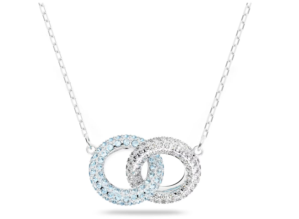 Swarovski 5642883 Stone Pave Halskette Ineinander verschlungene Kreise blau rhodiniert