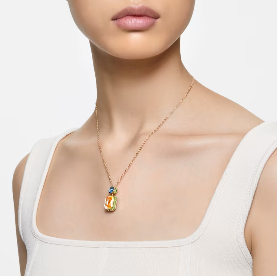 Swarovski 5640256 Collana Orbita Taglio ottagonale Multicolore Placcato Oro