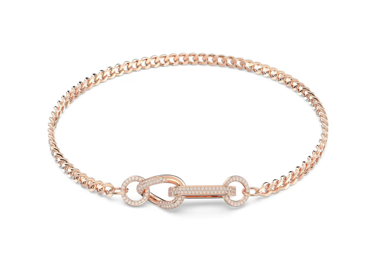 Swarovski 5642687 Mixed Dextera Pave Link Necklace White Rose Gold Plated