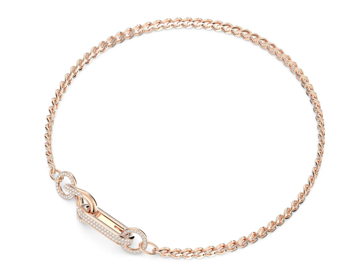 Swarovski 5642687 Mixed Dextera Pave Link Necklace White Rose Gold Plated