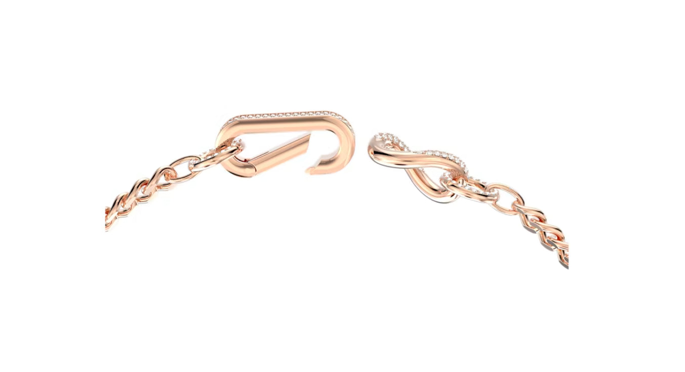 Swarovski 5642687 Mixed Dextera Pave Link Necklace White Rose Gold Plated