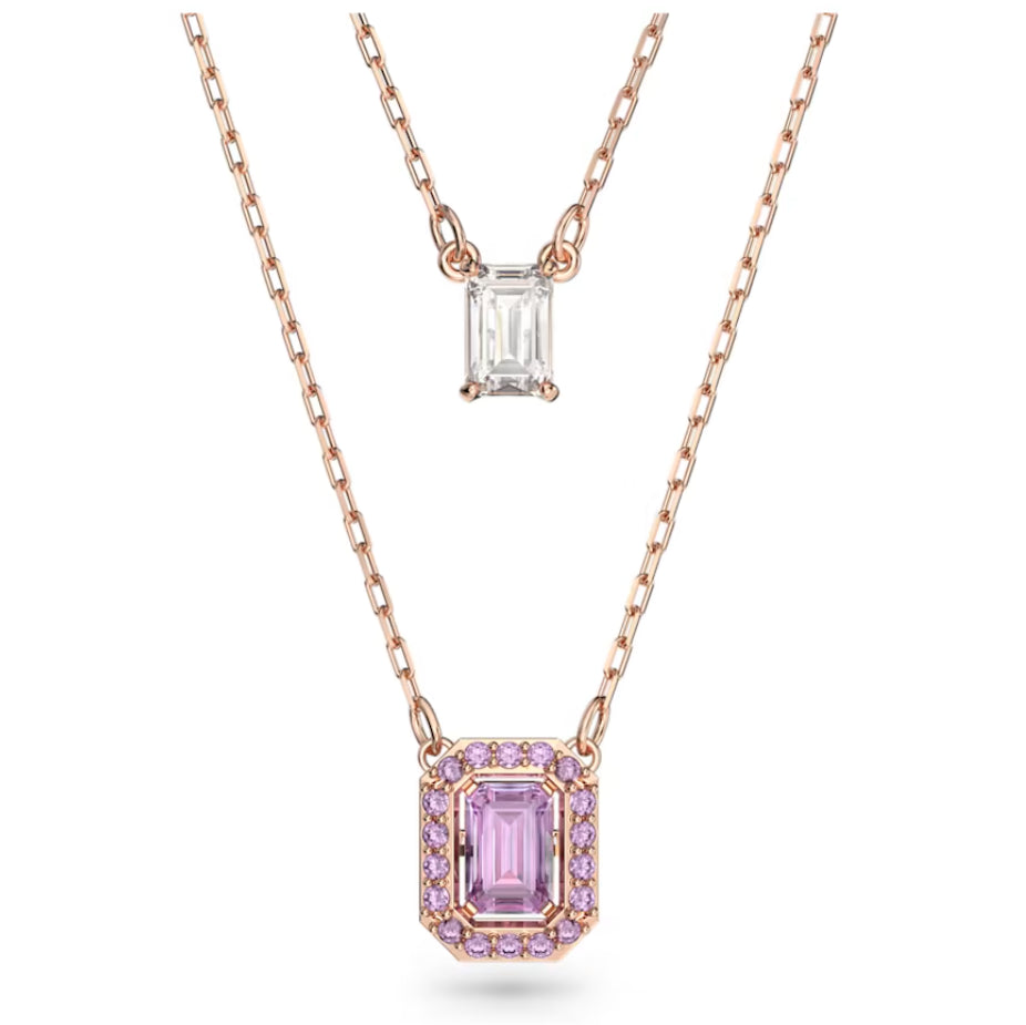 Swarovski 5640558 Millenia fixed thread necklace Octagonal cut Purple Rose Gold