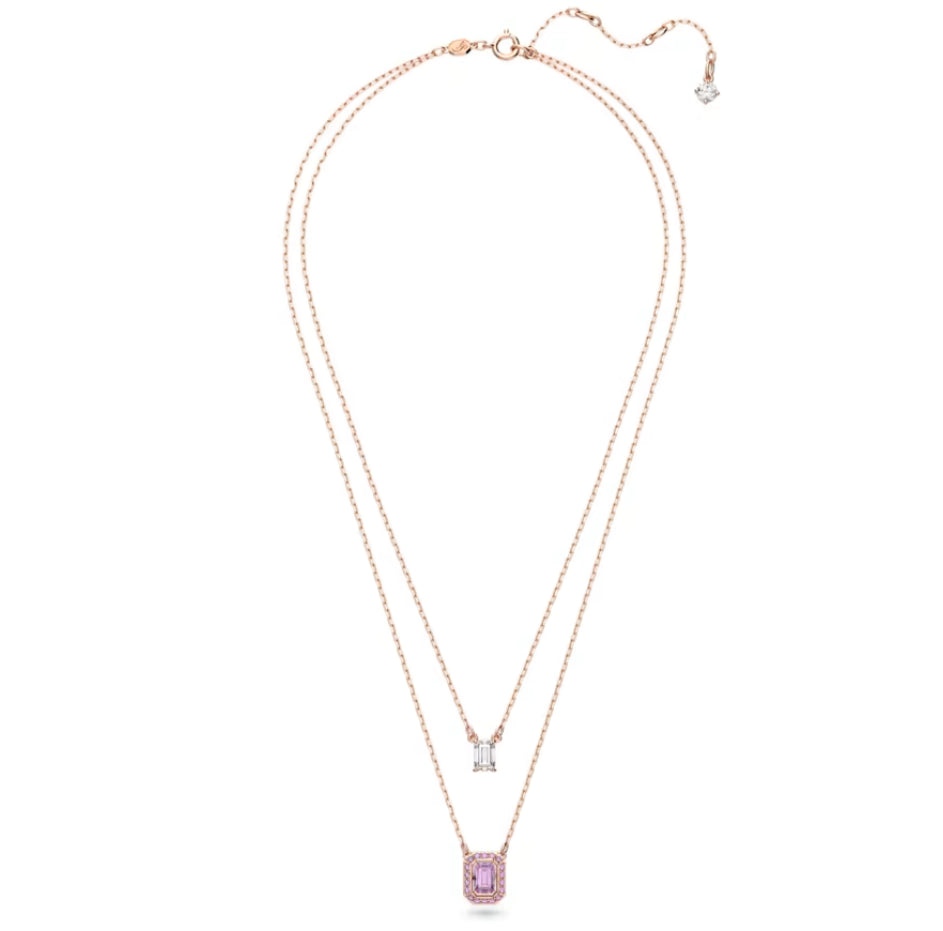 Swarovski 5640558 Millenia fixed thread necklace Octagonal cut Purple Rose Gold