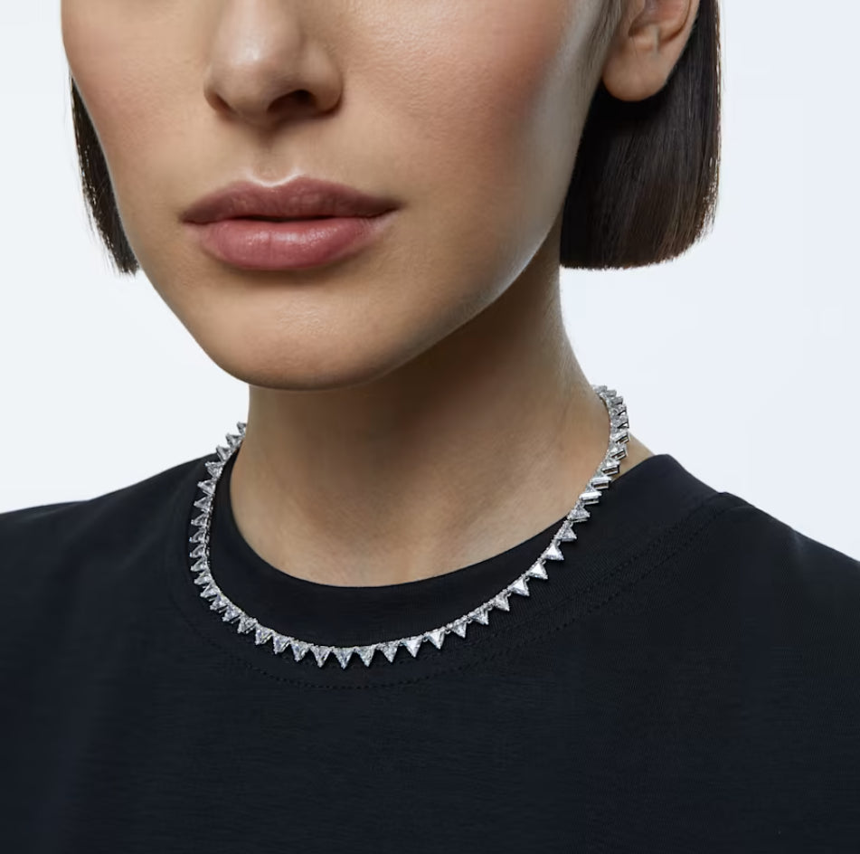 Swarovski 5599191 Ortyx Halskette im Dreiecksschliff, weiß rhodiniert