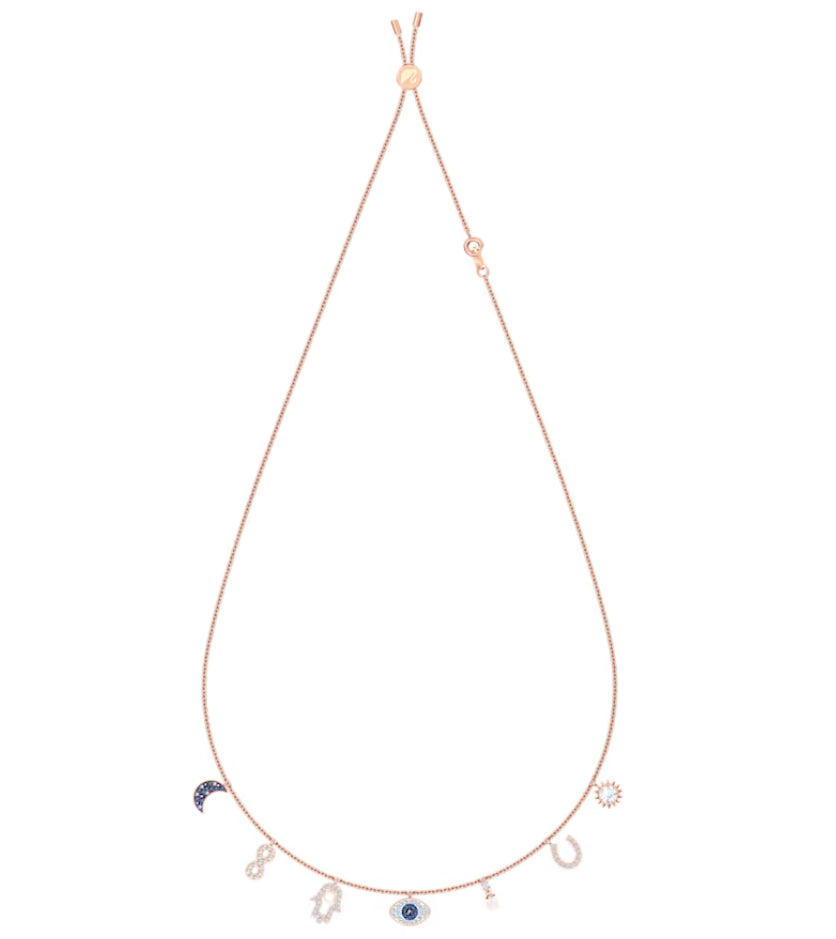 Swarovski 5497664 Collana Symbolic Luna infinito mano evil eye ferro cavallo Blu