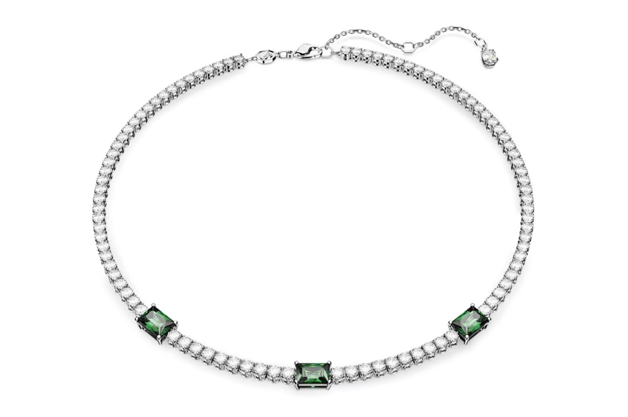 Swarovski 5666168 Matrix Tennis-Halskette, gemischter Schnitt, grün rhodiniert