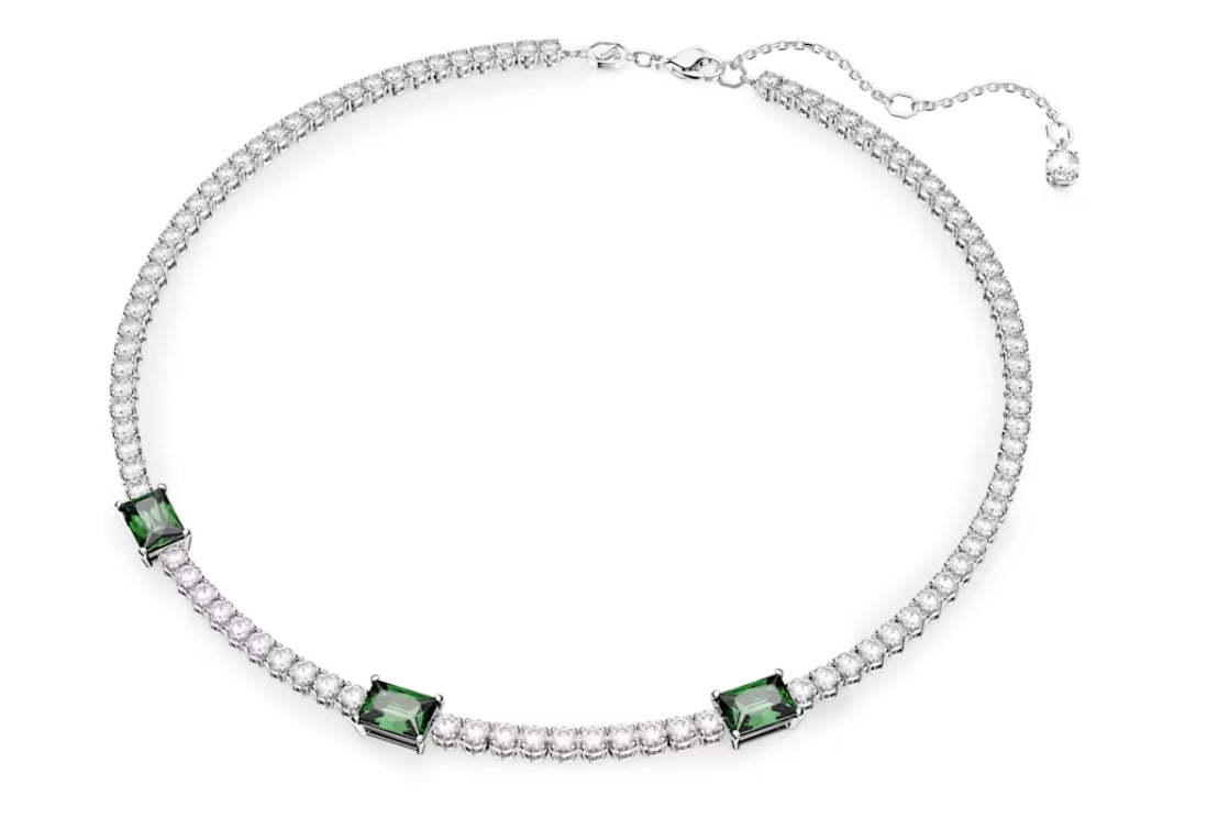 Swarovski 5666168 Matrix Tennis-Halskette, gemischter Schnitt, grün rhodiniert