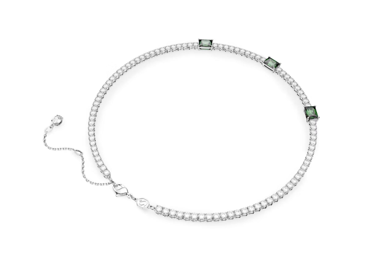 Swarovski 5666168 Matrix Tennis-Halskette, gemischter Schnitt, grün rhodiniert