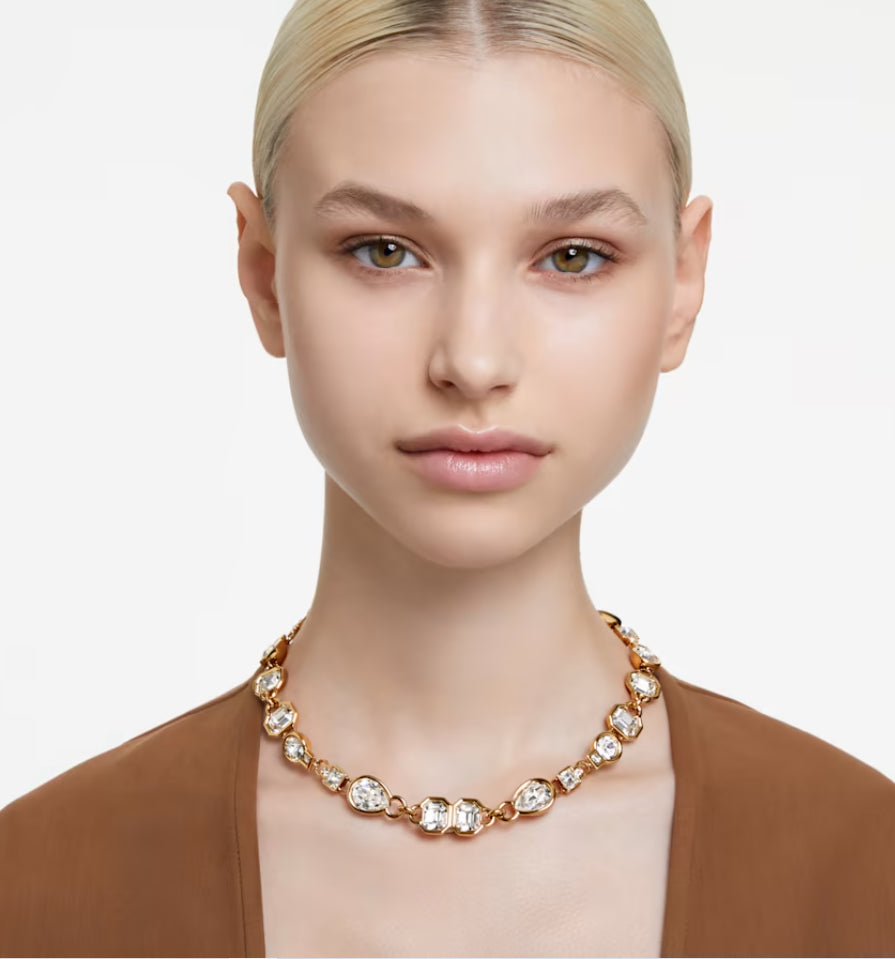 Swarovski 5665497 Dextera-Halskette, gemischter Schnitt, weiß vergoldet