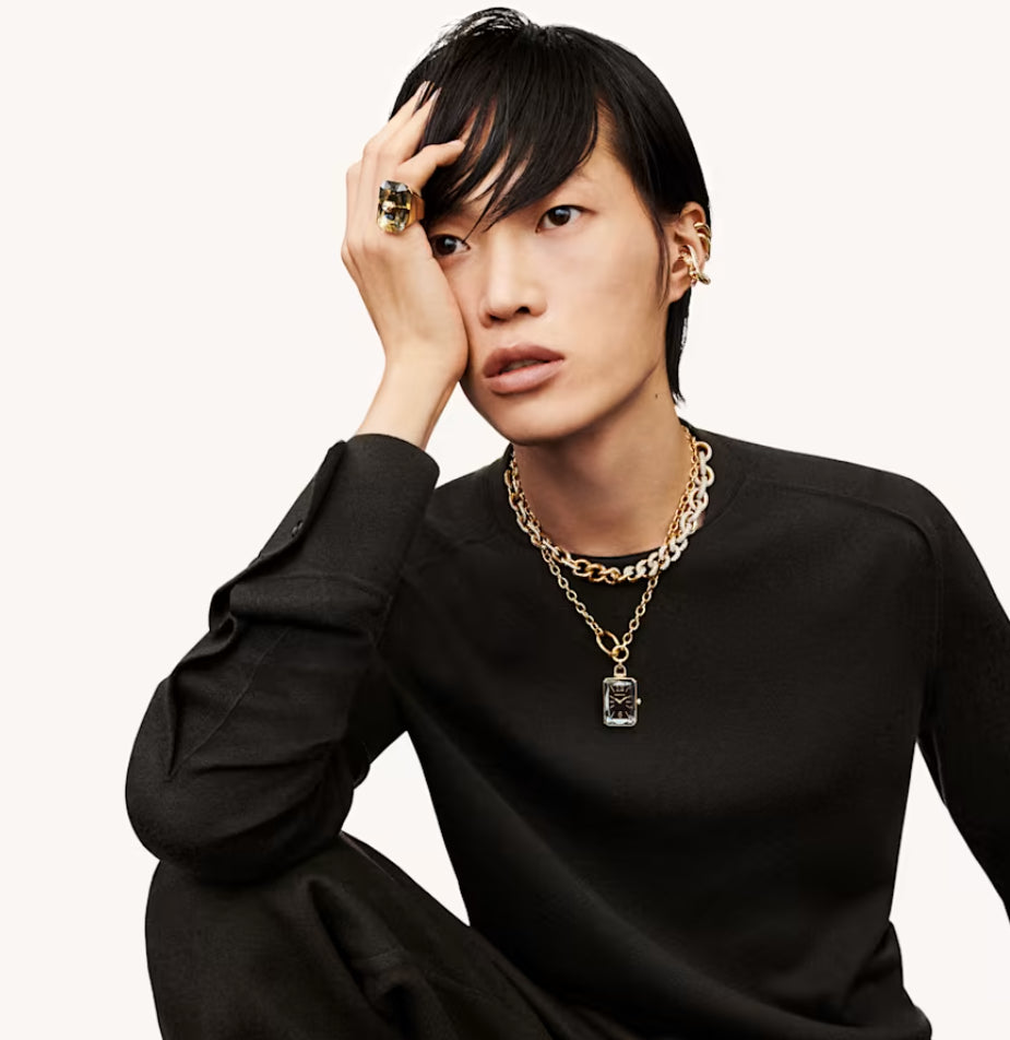 Swarovski 5613388 Dextera Mixed Link Halskette, weiß vergoldet