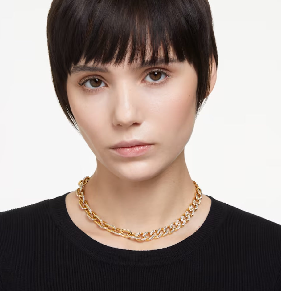 Swarovski 5655436 Dextera Mixed Link Halskette, weiß vergoldet