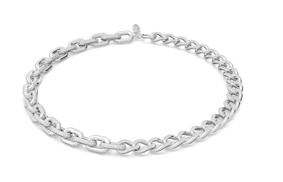 Swarovski 5613391 Dextera Mixed Link Necklace White Rhodium Plated