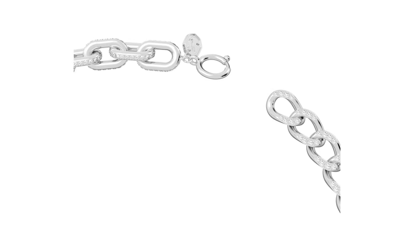Swarovski 5613391 Dextera Mixed Link Necklace White Rhodium Plated