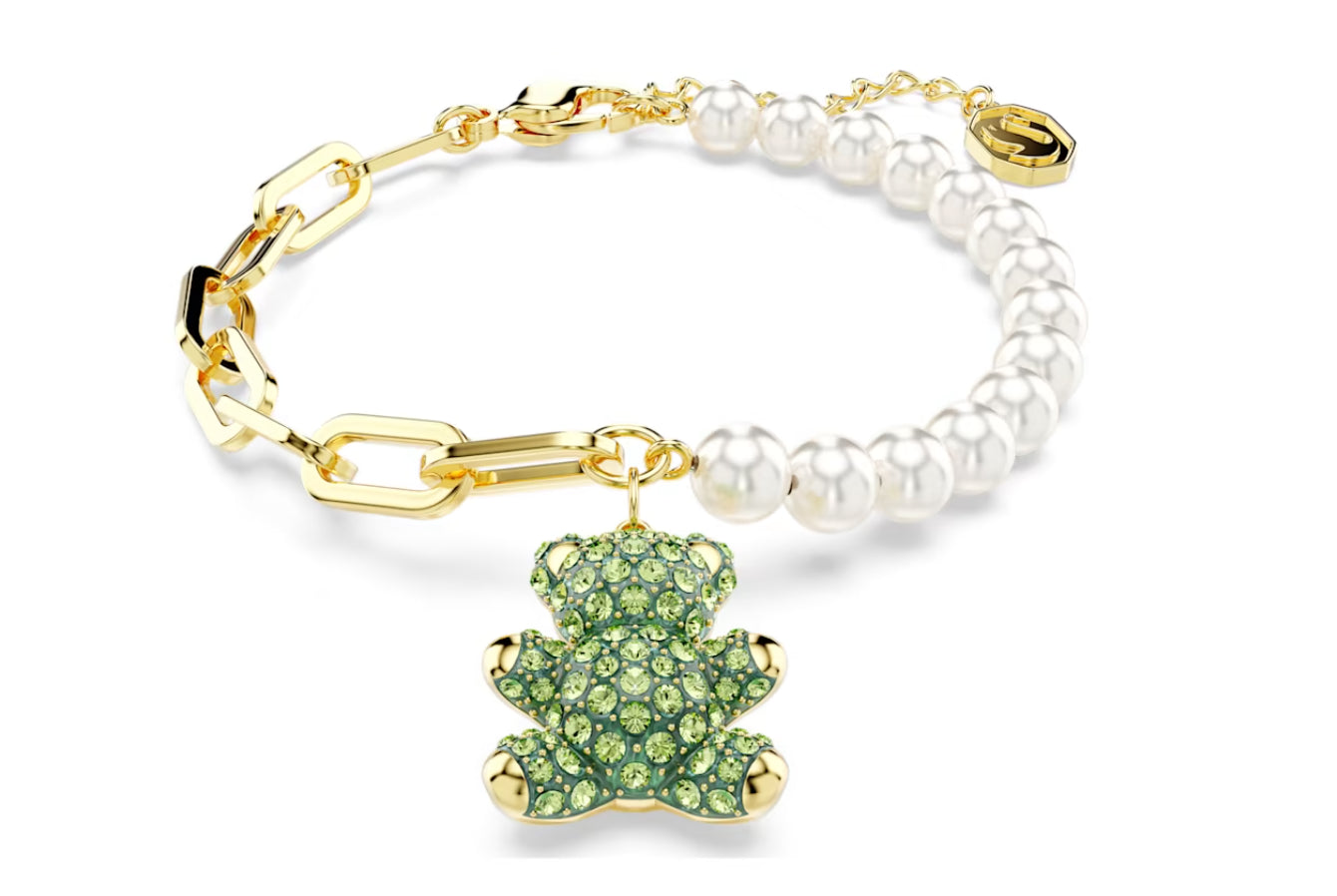 Swarovski 5669167 vergoldetes grünes Teddybär-Armband