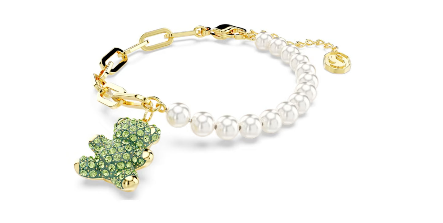 Swarovski 5669167 vergoldetes grünes Teddybär-Armband