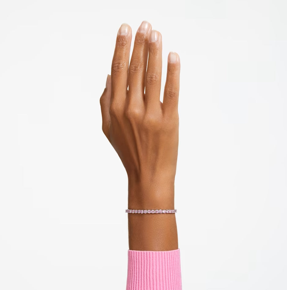Swarovski 5648930 Matrix Tennis Bracelet Round Cut Pink Rhodium Plated