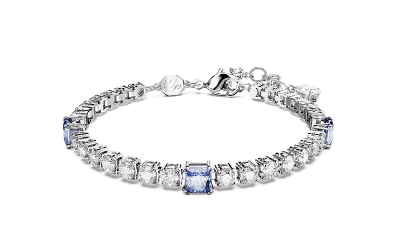 Swarovski 5666426 Matrix Tennis-Armband, gemischter Schnitt, blau, rhodiniert