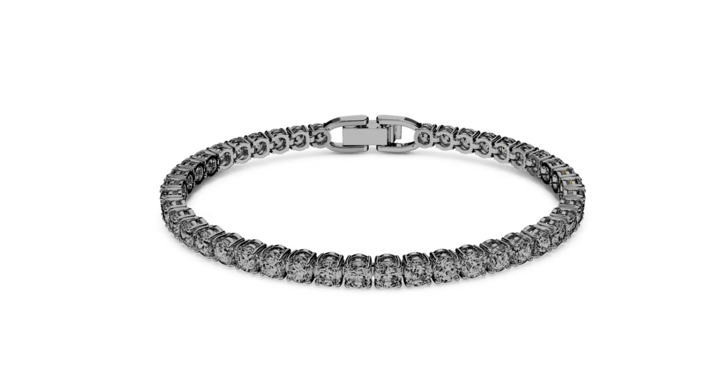 Swarovski 5504678 Braccialetto Tennis Deluxe Taglio tondo Grigio Plac. Rutenio L