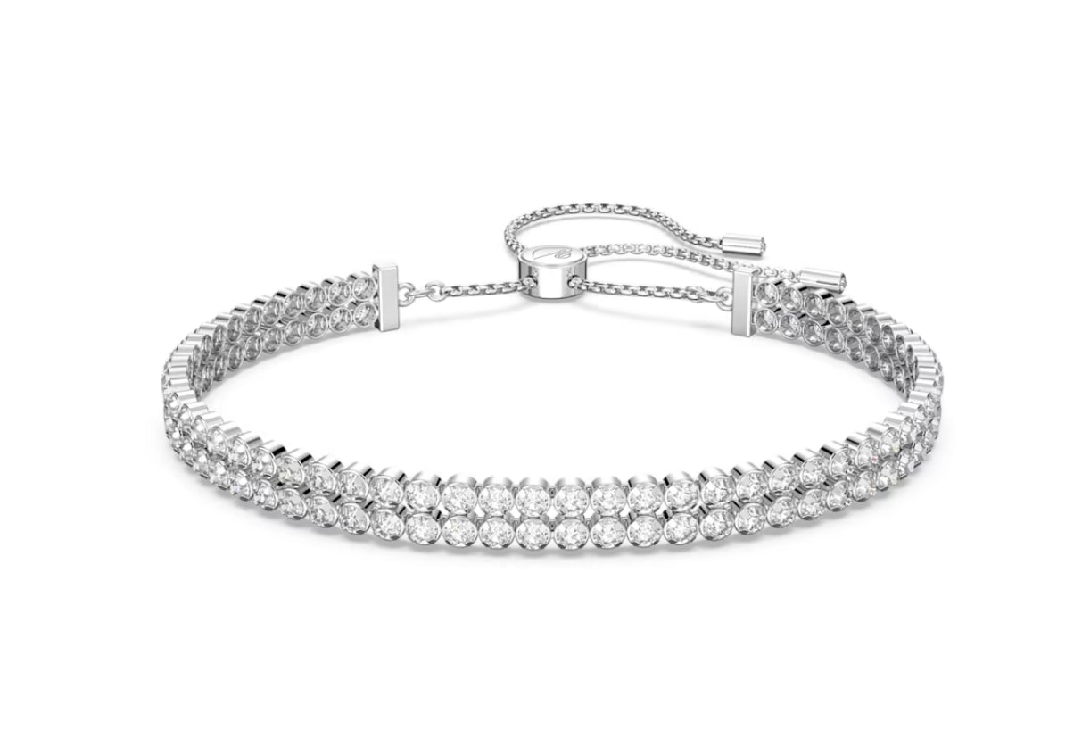 Swarovski 5221397 Dezentes Armband im Rundschliff, weiß rhodiniert
