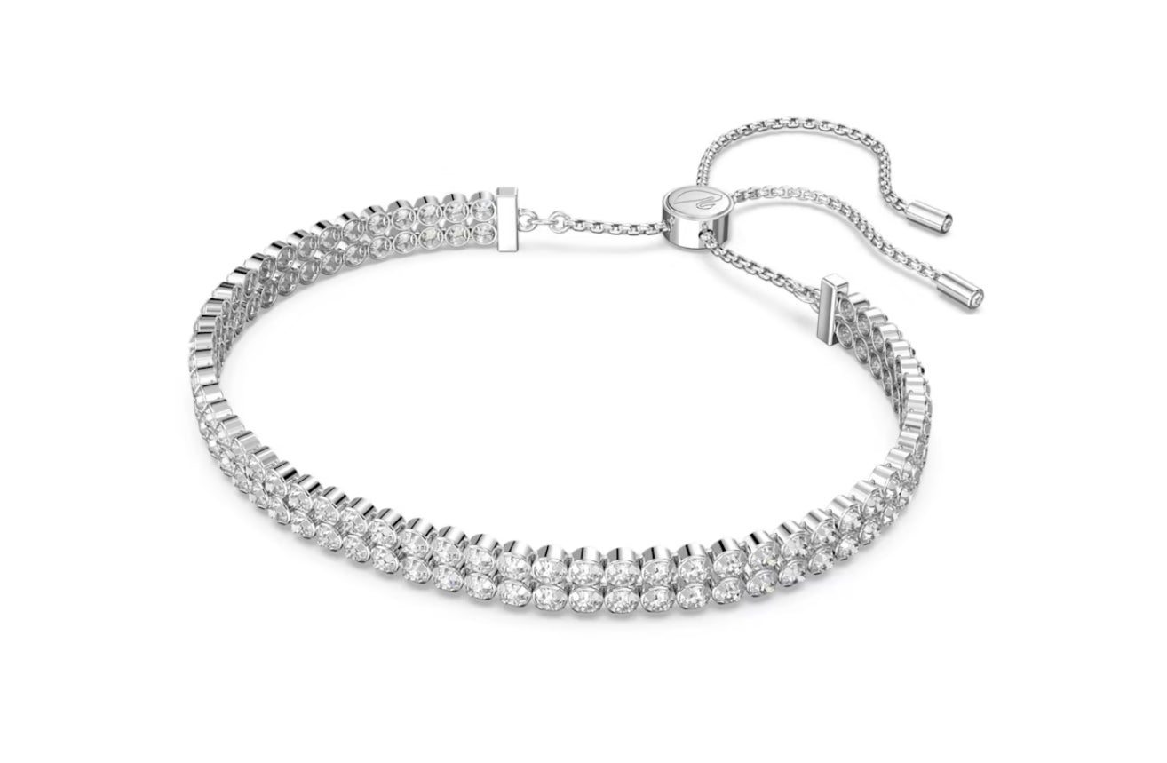 Swarovski 5221397 Dezentes Armband im Rundschliff, weiß rhodiniert