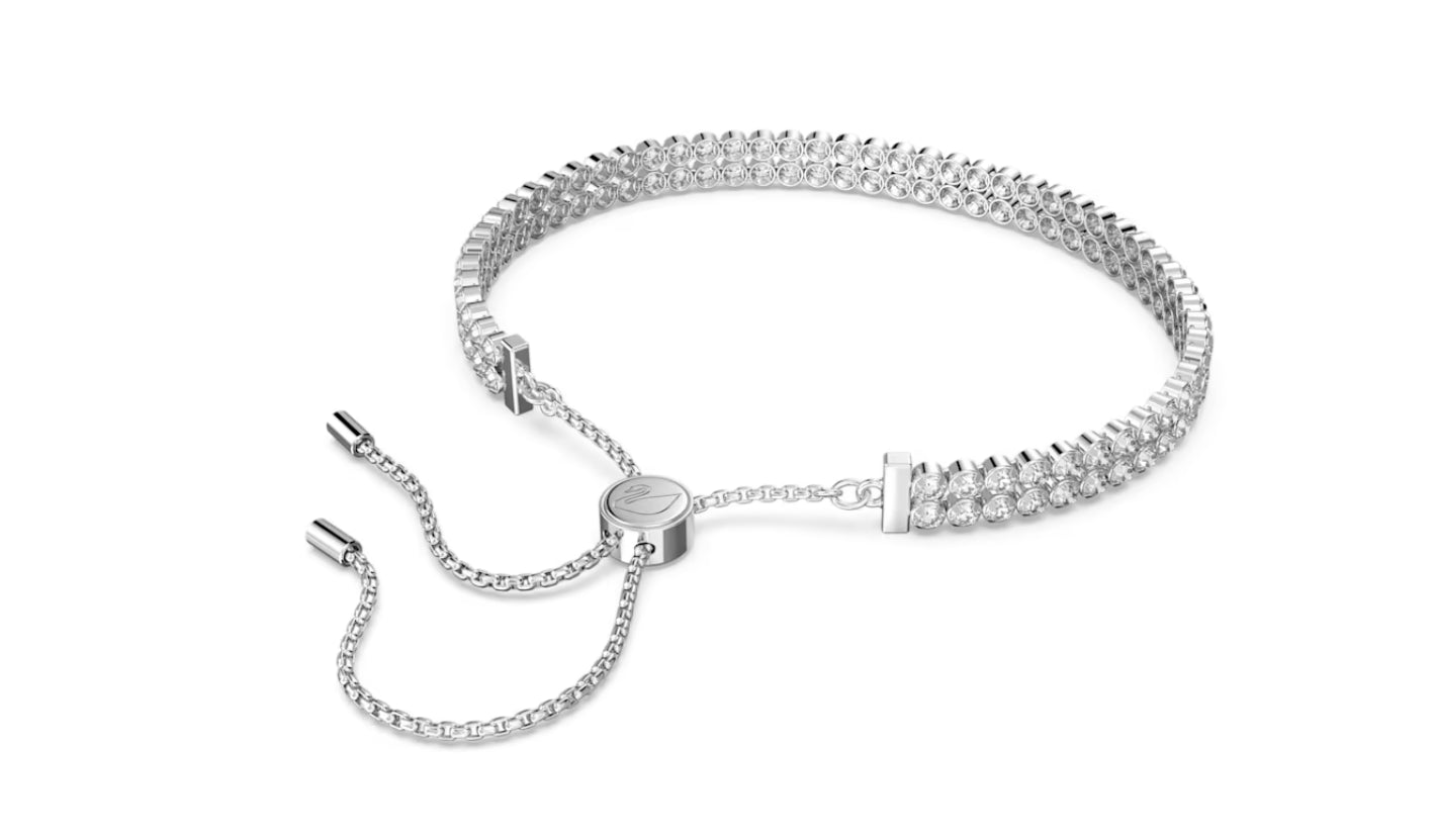 Swarovski 5221397 Dezentes Armband im Rundschliff, weiß rhodiniert