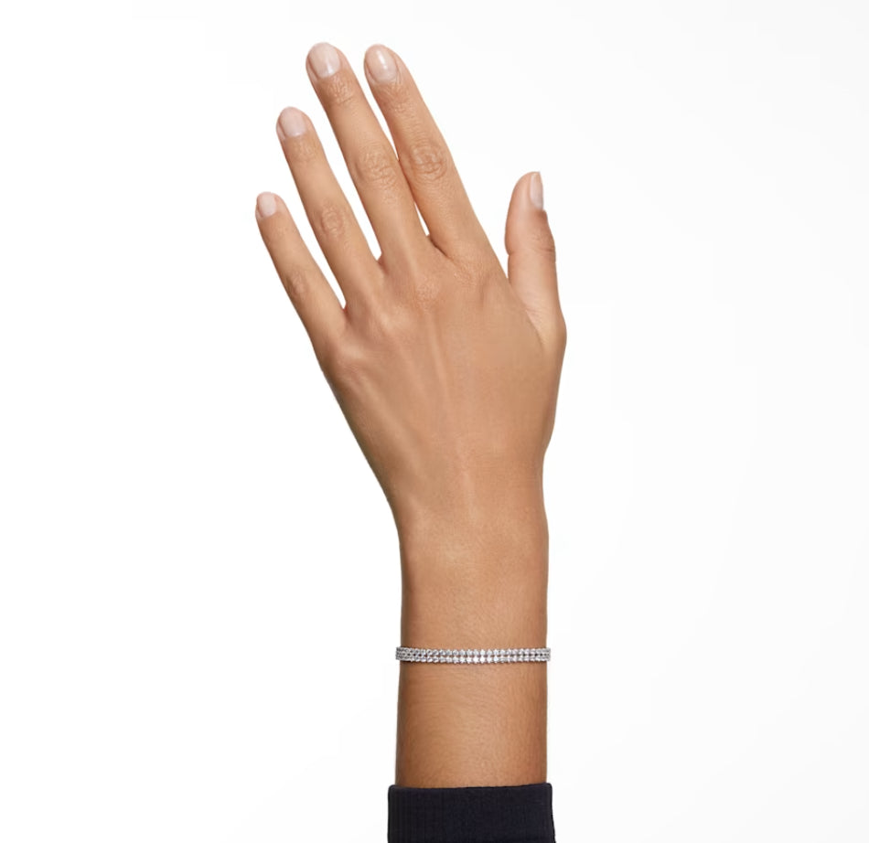 Swarovski 5221397 Dezentes Armband im Rundschliff, weiß rhodiniert
