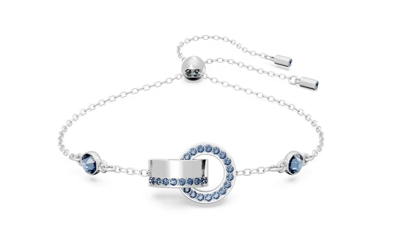 Swarovski 5663493 Hollow Linked Ring Bracelet Blue Rhodium Plated