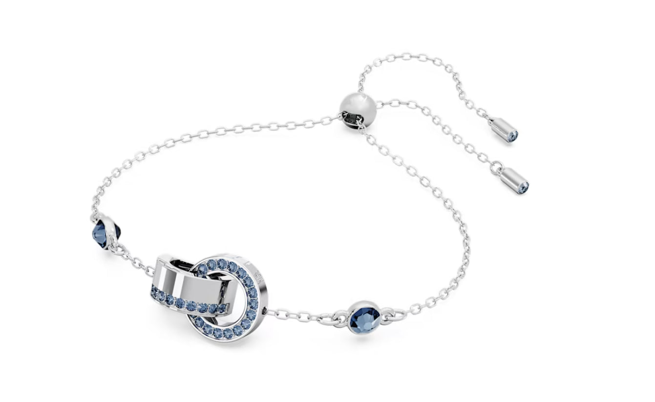 Swarovski 5663493 Hollow Linked Ring Bracelet Blue Rhodium Plated