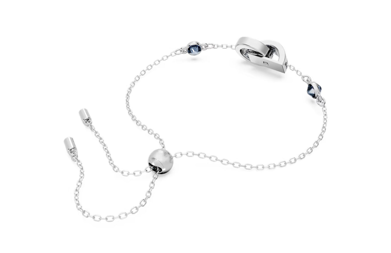 Swarovski 5663493 Hollow Linked Ring Bracelet Blue Rhodium Plated