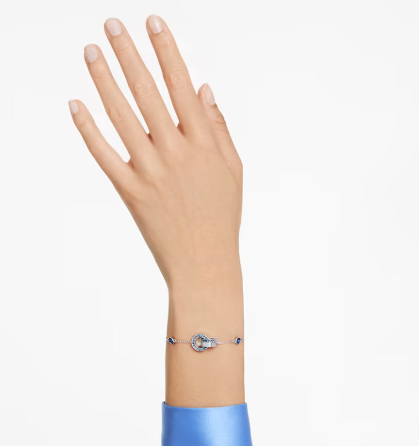 Swarovski 5663493 Hollow Linked Ring Bracelet Blue Rhodium Plated