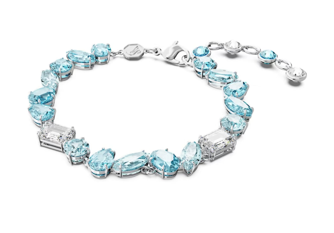 Swarovski 5666018 Gema Armband Mixed Cut Blau Rhodiniert