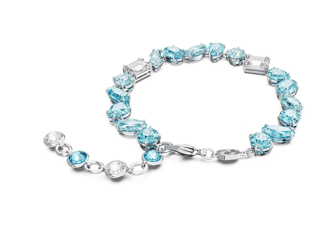 Swarovski 5666018 Gema Armband Mixed Cut Blau Rhodiniert